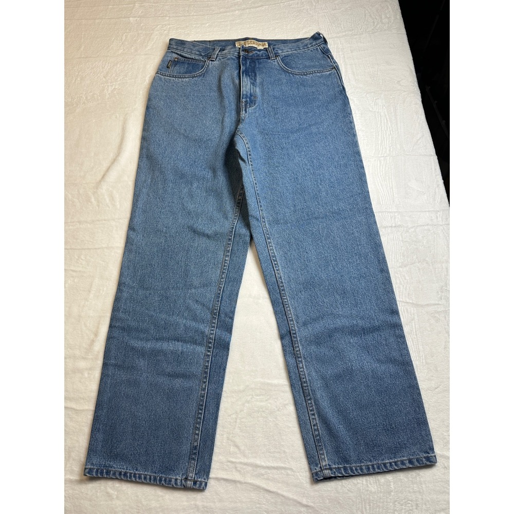 Cabelas Casuals Jeans Womens 14 Blue Straight Leg High Rise 100% Cotton Denim